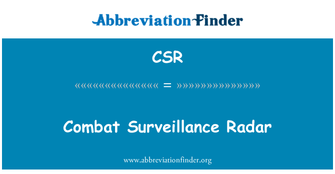 CSR: Combat järelevalve Radar