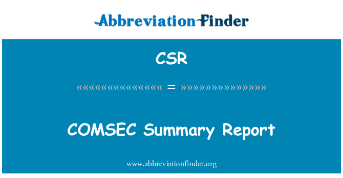 CSR: کاومسیک خلاصہ رپورٹ