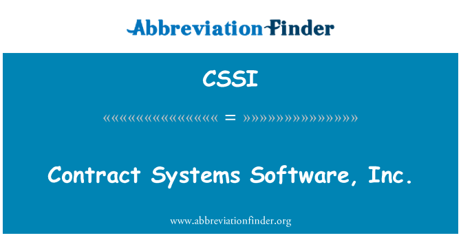 CSSI: Szerződés rendszerek Software, Inc.