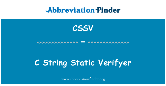 CSSV: C स्ट्रिंग स्थैतिक Verifyer