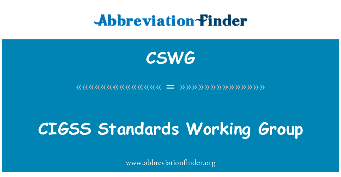 CSWG: CIGSS standardy pracovní skupina