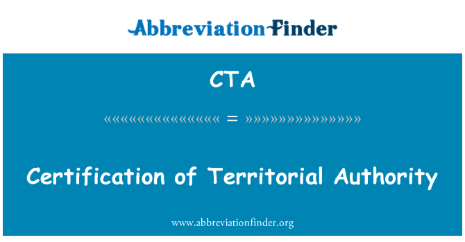 CTA: Certificare de autoritatea teritorială