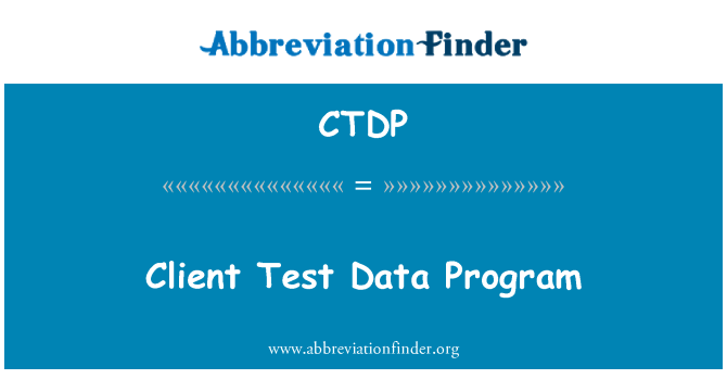 CTDP: Ügyfélprogram vizsgálati adatok