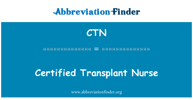 CTN: Transplant de certificate Nurse