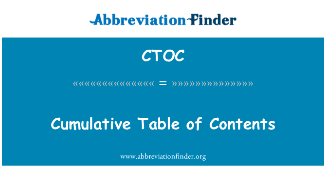 CTOC: Cumulative Table of Contents