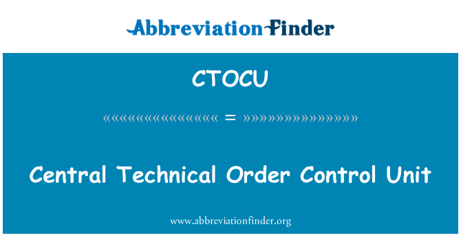 CTOCU: Centrale technische volgorde regeleenheid