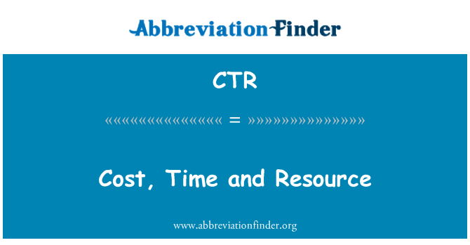 CTR: Cost, amser ac adnoddau