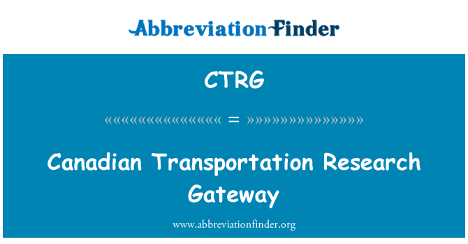 CTRG: Kanadské dopravné výskum Gateway