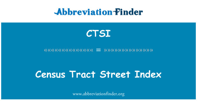 CTSI: Census tarmkanalen Street Index