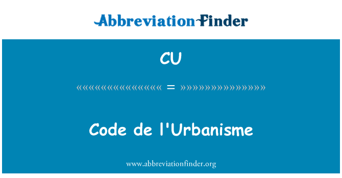 CU: Kod de l'Urbanisme