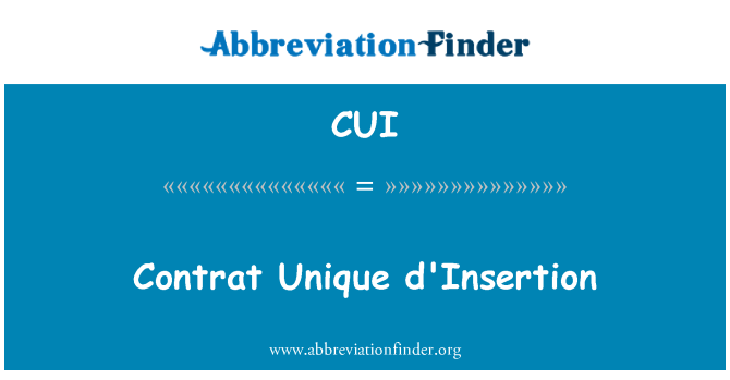 CUI: Contrat unike d'Insertion