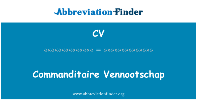 CV: Commanditaire Vennootschap