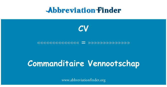 CV: Commanditaire Vennootschap