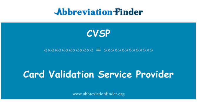 CVSP: Provedor de serviço de validação do cartão
