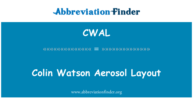 CWAL: Colin Watson Aérosols en