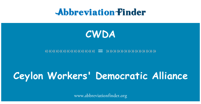 CWDA: Ceylon dělnická demokratická Aliance