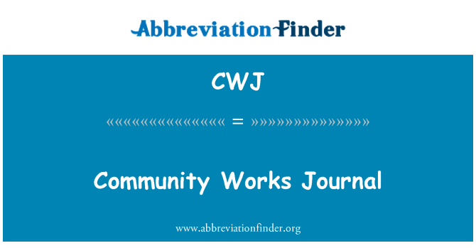CWJ: کمیونٹی کے کاموں کے روزنامچہ