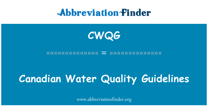 CWQG: Smernice kakovosti kanadske vode