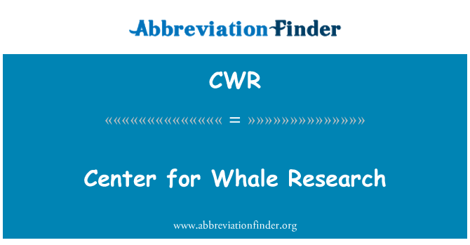 CWR: व्हेल अनुसंधान के लिए केन्द्र