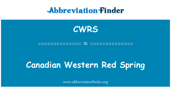 CWRS: Gwanwyn coch Western Canada
