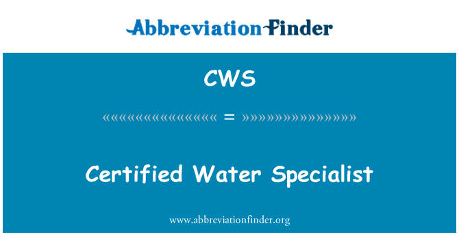 CWS: Certified Water Specialist