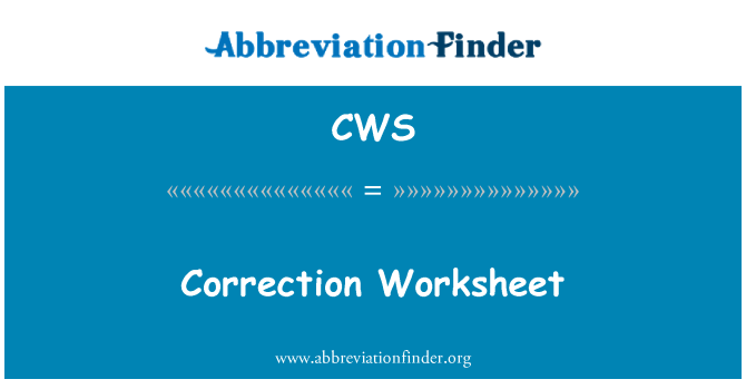 CWS: Korrigering kalkylblad