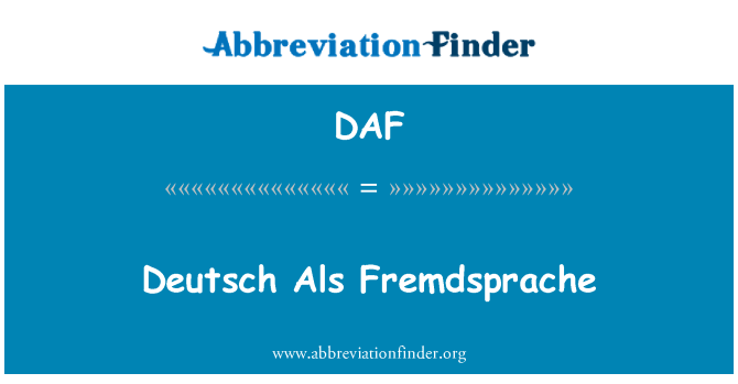 DAF: Deutsch Als Fremdsprache