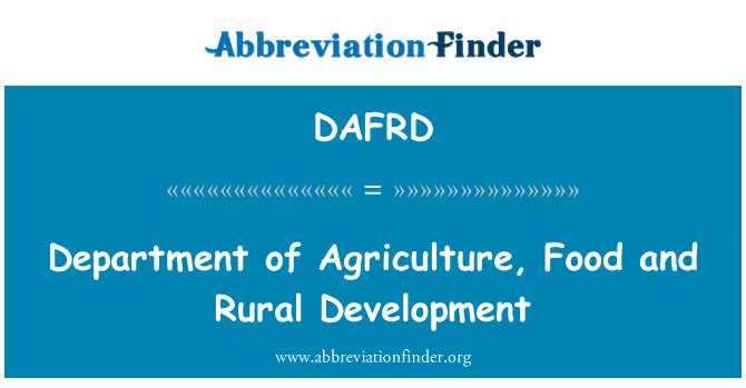 DAFRD: Ministère de l'Agriculture, alimentation et développement Rural