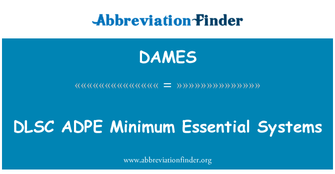 DAMES: DLSC ADPE Minimum Essential Systems