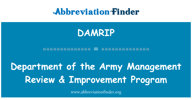 DAMRIP: Departamentu armii kierownictwo idealna programu poprawy