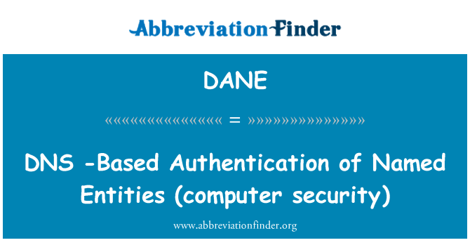 DANE: DNS -Based Authentication of Named Entities (computer security)