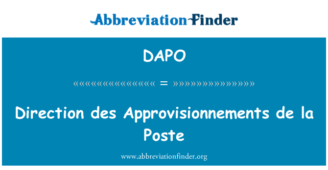 DAPO: Směr des Approvisionnements de la Poste