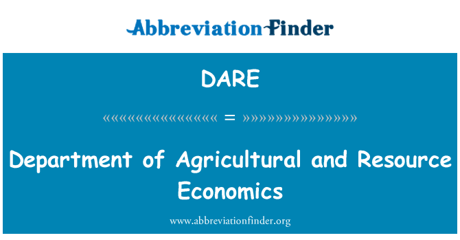 DARE: Dipartimento di agricoltura ed economia delle risorse