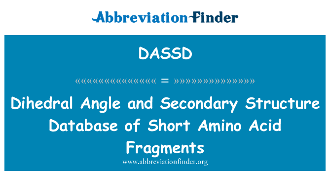DASSD: Vízszintessel bezárt szög és a másodlagos szerkezet adatbázis rövid aminosav töredékek