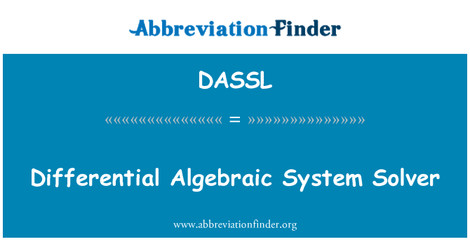 DASSL: Diferentseeritud algebralist süsteemi Solver