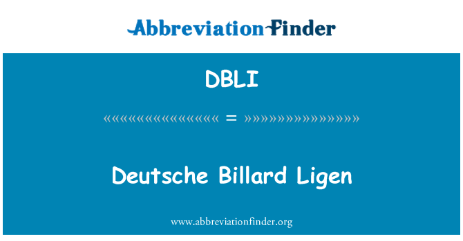 DBLI: Deutsche Billard Ligen