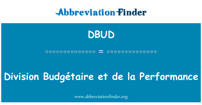 DBUD: Bölümü Budgétaire et de la performans