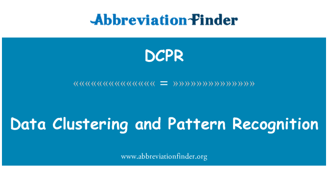 DCPR: 数据聚类和模式识别