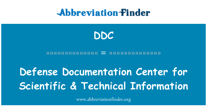 DDC: Forsvar dokumentationscenter for videnskabelige & tekniske oplysninger