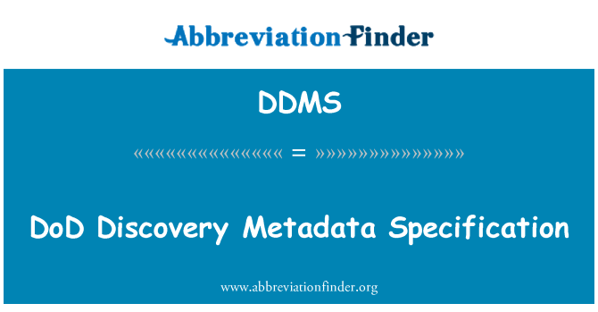 DDMS: Specifikacija metapodataka DoD otkriće