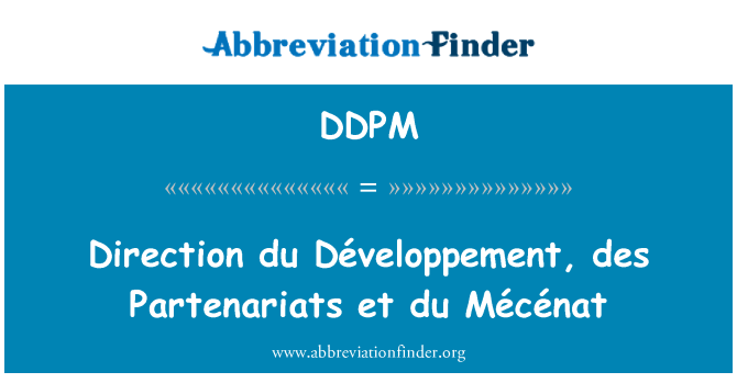 DDPM: Напрямок du Французьким агентством розвитку, des Partenariats і du Mécénat