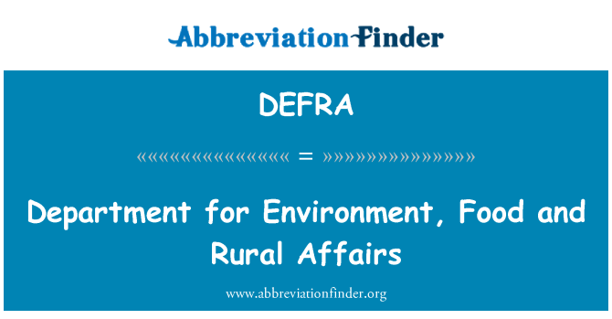 DEFRA: Department for Environment, Food and Rural Affairs