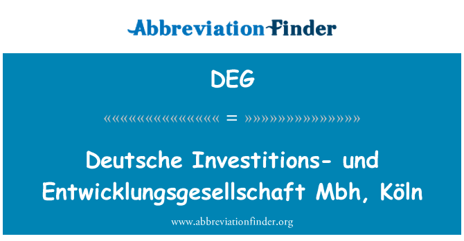 DEG: 독일 Investitions und Entwicklungsgesellschaft 관련, 쾰른