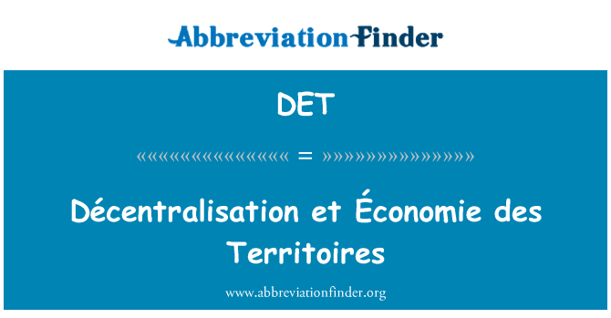 DET: Décentralisation et Économie des Territoires