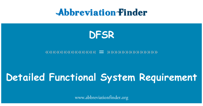 DFSR: Detaljerade krav på funktionella System