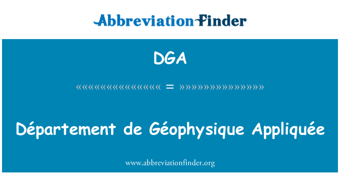 DGA: Departman de Géophysique Appliquée