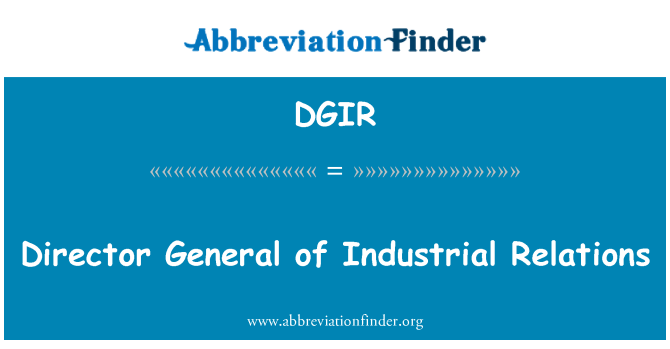 DGIR: औद्योगिक संबंधों के महानिदेशक