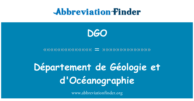 DGO: Département de Géologie et d'Océanographie