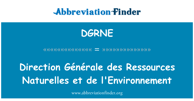 DGRNE: Smer Générale des Ressources Naturelles et de životného