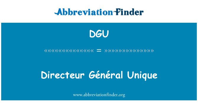 DGU: Directeur GÃ © nÃ © ral Unique